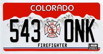 OPO 10 - Set mit 7 Metall USA Auto LIZENZPLATTEN - Repliken von echten amerikanischen Feuerwehrplatten