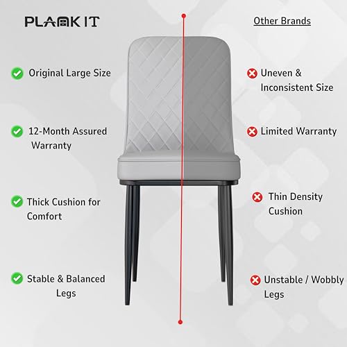 Image of Jewel Premium Leather Dining Chair with Strong Metal Legs, Cushioned Seat, Chair for Dining, Living Room, Bedroom & Balcony (Grey)