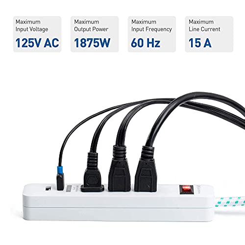 Cable Matters 2-Pack 3-Outlet Grounded 180 Degree Swivel Wall Tap & 3 Outlet Surge Protector Power Strip With Usb Charging #TOP7