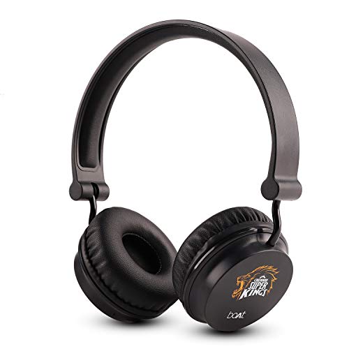 Image of boAt Rockerz 400 Chennai Super Kings Edition Bluetooth Headphone with Super Extra Bass, Up to 8H Playtime, Dual Connectivity Modes, Foldable Earcups and Lightweight Design (Black)