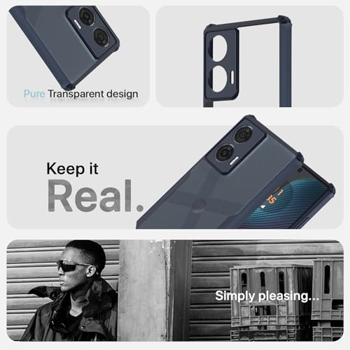 Image of Pikkme Motorola Moto Edge 50 Fusion 5G / Motorola Moto G96 5G Back Cover | Crystal Clear Transparent Back | Ultra Hyrbid | Full Camera Protection | Raised Edge | Bumper Back Case (Blue)