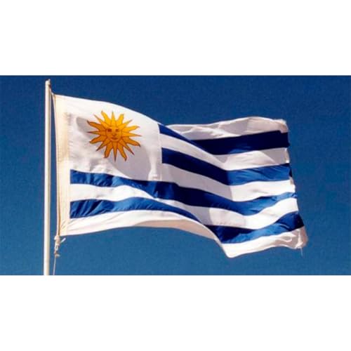 Drapeau grand 90x150 mât bâtiment extérieur Uruguay pack double