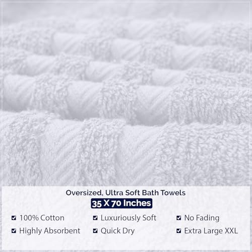 Image of DAN River 2 Pack Bath Sheets Extra Large 35x70, Large Bath Towels for Adults, XL Oversized Heavy Duty Towel Set, 600 GSM 100% Ring Spun Cotton, Soft Quick Dry, White