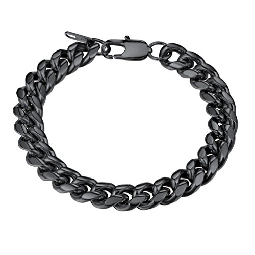 PROSTEEL Black Bracelet Cuban Link Stainless Steel 10mm Chunky Chain Bracelet Punk Gothic Women Men Jewelry Bracelet Gift