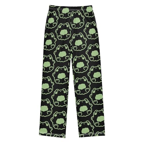 Boys' Pants Cute Frogs Doll Green Line Long Bottoms Jogger Pants Elastic Waist Trousers with Pockets S-XL