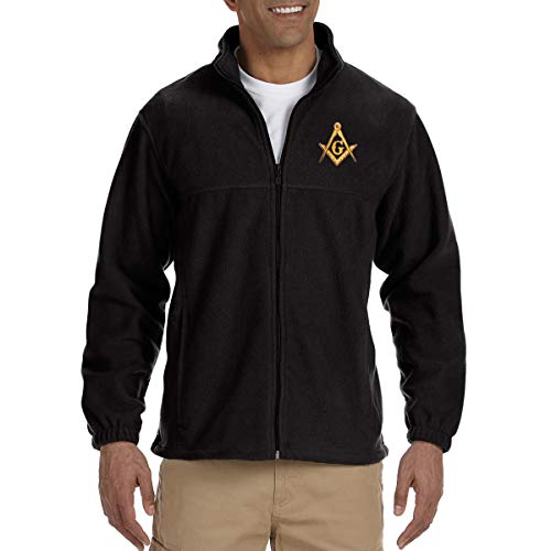 Gold Square & Compass Embroidered Masonic Men's Fleece Full-Zip Jacket