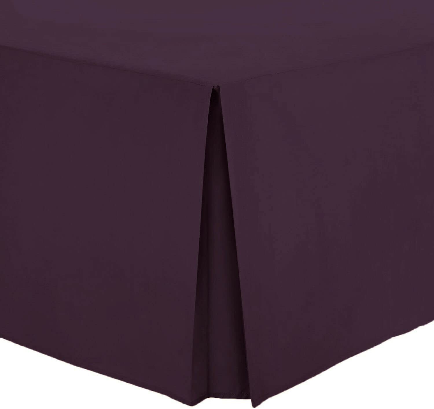 R&Z Plain Polycotton Base Pleated Valance Sheet Easy Care (Plum, Super King)