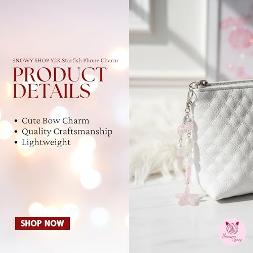 Image of SNOWY SHOP Korean Silver Bow Phone Charm - Cute Heart & Starfish Pendant | Aesthetic Korean Mobile Chain, Bag Hanging & Keychain Jewelry for Girls & Women