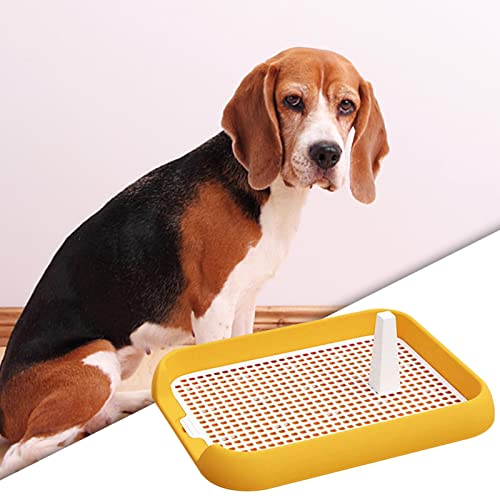 perfk Hunde Trainings Pads Welpentoilette, Mesh Gitter Haustier Trainingstoilette mit Tablett für Töpfchentrainer Drinnen Und Draußen, Gelb