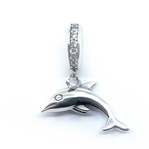 Missy Jewels Charm Delfin 100% Plata de Ley 925 para Pulseras para Charms Tipo Pandora, Chamilia, Biagi, Swarovski. Abalorios Beads dijes Charm Colgante Plata Animal Delfin
