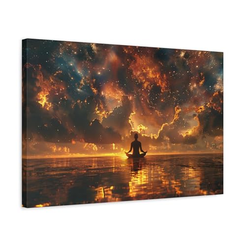 Peinture murale de méditation au coucher du soleil contre le stress