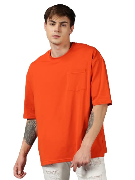 Image of URGEAR Men's Cotton Printed Drop Shoulder - Hip Hop - Down Shoulder- Baggy Loose fit- Stylish Oversized t Shirts for Men