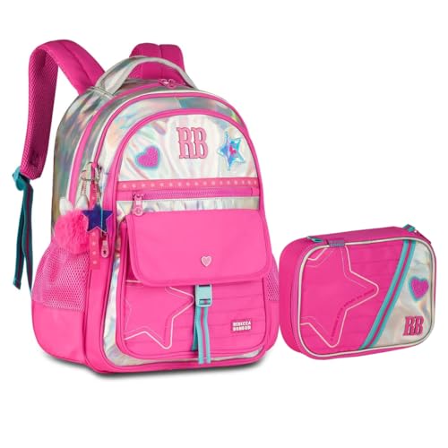 Kit Mochila Rb Rebecca Bonbon Costas Estojo Juvenil Escolar Volta as aulas 2026 Notebook (Rosa)
