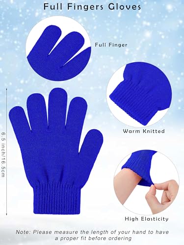 Image of Cooraby 6 Pack Kid's Winter Beanies Hat Full Fingers Gloves Set Skull Winter Caps Stretchy Gloves for Boys Girls
