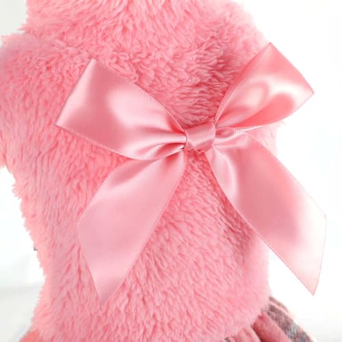 Image of Dog Sweater Dog Winter Clothes for Small Dogs Boy Girl Fall Puppy Dress Warm Fleece Chihuahua Yorkie Teacup Doggy Sweaters Dresses Doggie Sweater for Small Dogs Girl Cat Sweaters, Plaid Pink, XXS