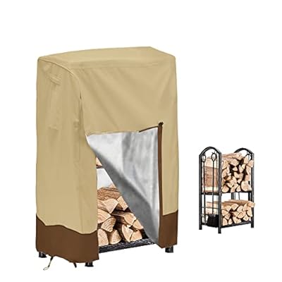 Cozzka 17 Inch Outdoor Firewood Log Rack Cover Heavy Duty Waterproof Protection Cover for 2 Tiers Small Firewood Log Storage Rack Holder (Log Rack not Included)