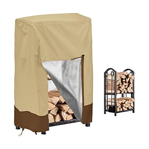Cozzka 17 Inch Outdoor Firewood Log Rack Cover Heavy Duty Waterproof Protection Cover for 2 Tiers Small Fire Wood Storage Holder (Log Rack not Included) Cover