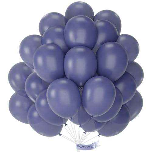 Image of PartyWoo Dusty Blue Balloons 50pcs Navy Slate Blue Boho Neutral Color