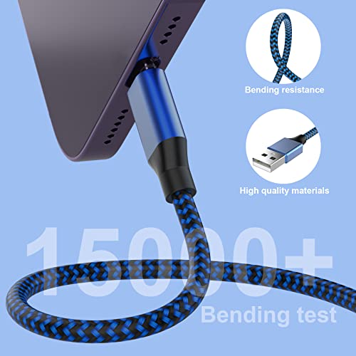 Iphone Charger [Apple Mfi Certified] Lightning Cable 6Pack-3/3/6/6/6/10 Ft Nylon Braided Usb Charging Cable High Speed Cord Compatible With Iphone 14/13/12/11 Pro Max/Xs Max/Xr/Xs/X/8/7/Plus/6S/6/Ipad #TOP3