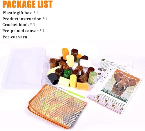 Cute Monkey Latch Hook Kits Pillow DIY Rug Crochet Hook Cushion Making Kits Printed Color Pattern Canvas Pillowcase Hooking Kits Pillow Cover Starter DIY Crochet Kits 43x43cm(P57) by Generic - Image 2