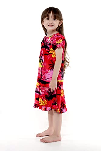Image of Hawaii Hangover Family Matching Hawaiian Clothes, Sunset Red | Family matching Hawaiian outfits, Sunset Red, lightweight rayon, machine washable, tropical floral print, luaus, cruises