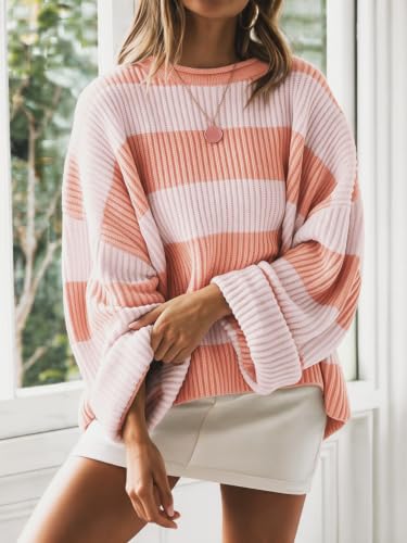 Image of Simier Fariry Womens Fall Winter Long Sleeve Oversized Striped Sweater