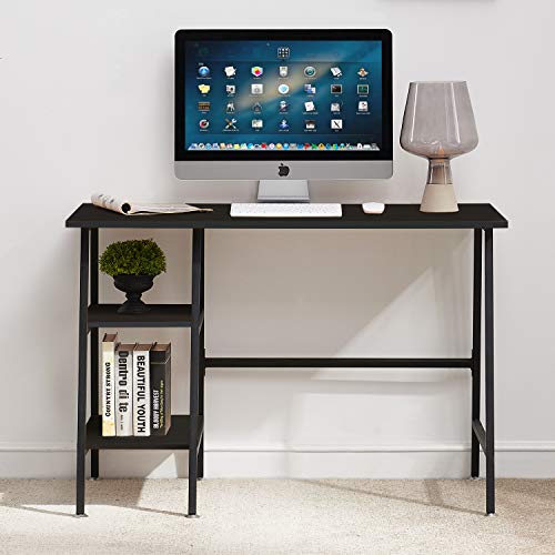 Vecelo 43 Inch Computer Monitor Stand And Reversible Storage Shelves Home Office Modern Simple Writing Study Pc Work Table Black Desk #TOP6
