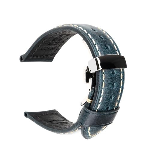 Bracelet de montre vintage en cuir pleine fleur avec boucle papillon pour Panerai