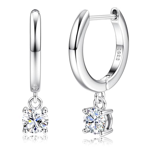 Moissanite Earrings,S925 Sterling Silver Moissanite Hoop 1.0ct-2.0ct D Color Brilliant Earring For Women Drop Dangle Earring Moissanit e Leverback for Women Gift