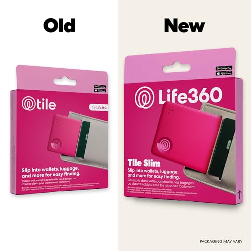 Image of Life360 Tile Slim - Wallet Finder, Bluetooth Tracker and Item Locator for Luggage Tags, Passports and More. Both iOS and Android Compatible. Phone Finder. 1-Pack (Pink Punch)