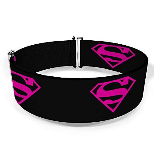DC Comics Belt, Cinch Belt Superman Shield Black Hot Pink, 3.0 Inch Wide, Adjustable2