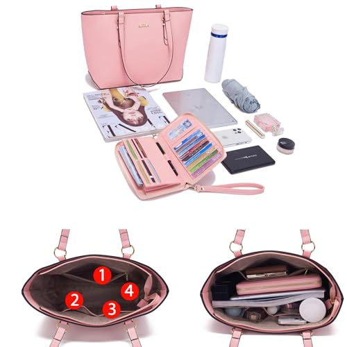 Image of Purses And Wallets Set For Women Work Tote Satchel Handbags Shoulder Bag Top Handle Totes Purse With Matching Wallet