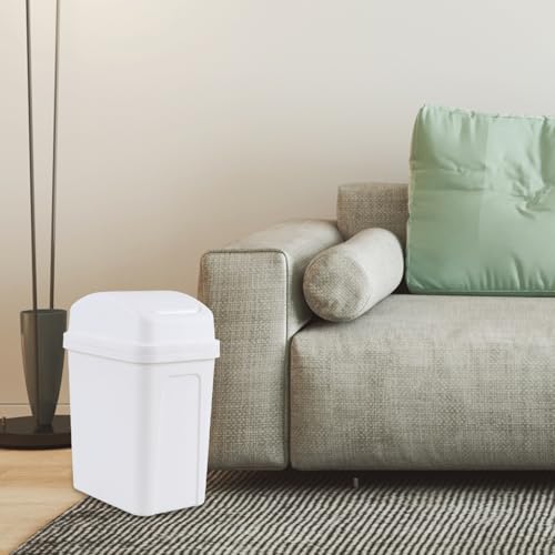 Image of 7 Liter Swing Lid Garbage Can, 1.8 Gallon Small Plastic Slim Trash Bin, White
