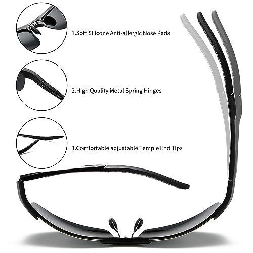Image of grey jack Al-Mg Sports Polarized Sunglasses Classic Rectangle Half Frame Sun Glasses S8177
