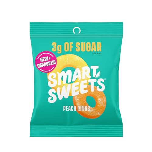 SmartSweets Peach Rings Dulces Bajo Azúcar 1.8 Oz x12 miniatura 1