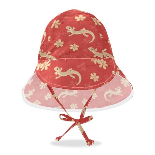 Kid Sun Hats Baby Boys' Bucket Hat Girl UPF 50+ Wide Brim Beach Essentials Cute Gecko Reptile Red