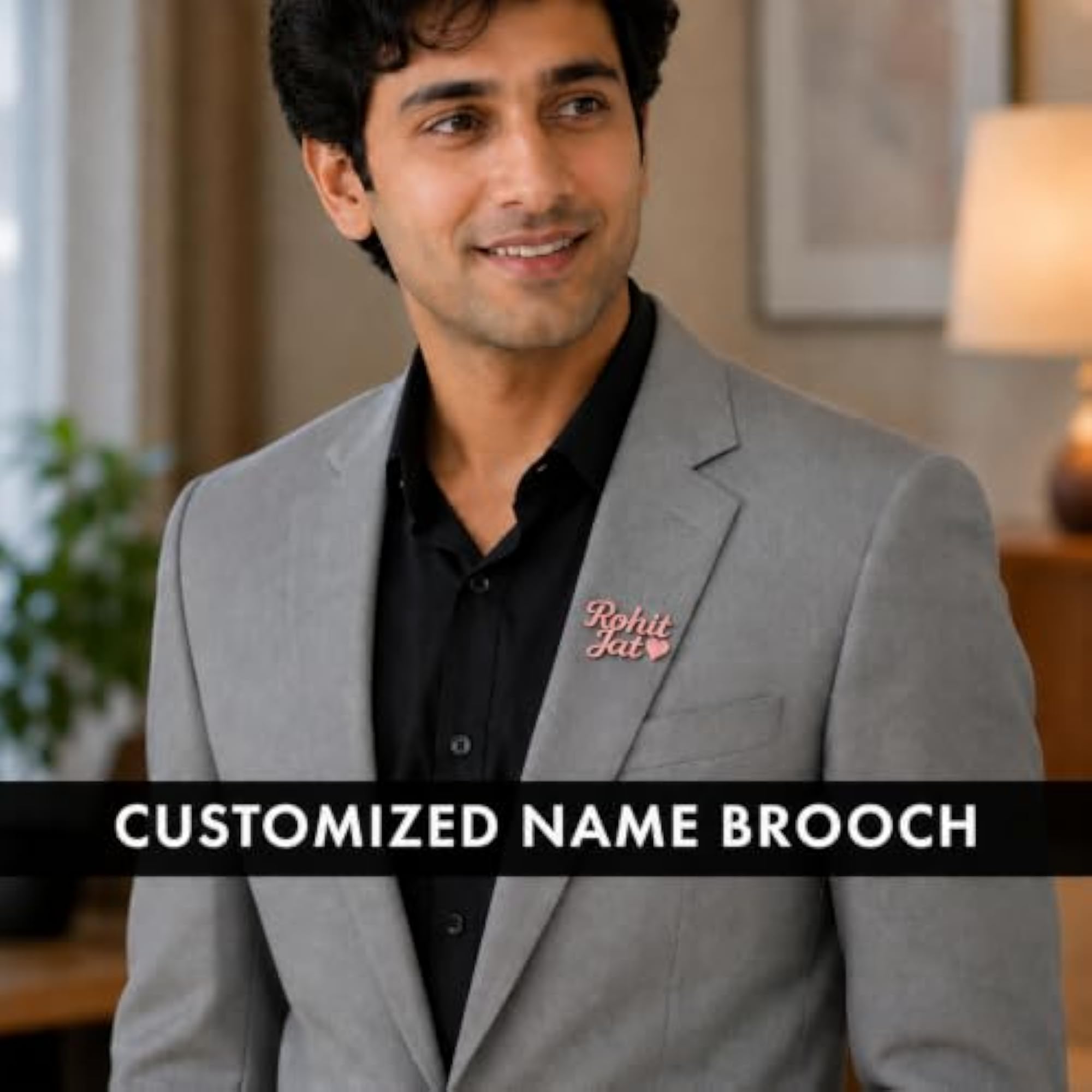 Customized Brass Name Lapel Brooch Pin for Men & Women