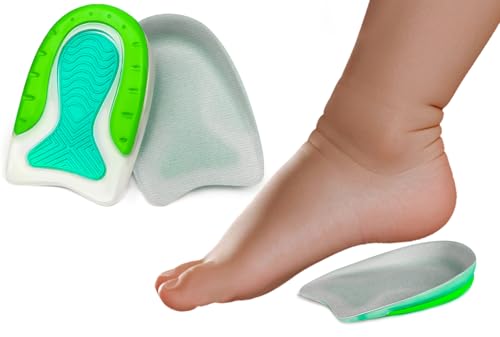Beautulip Heel Cups for Kids & Petite Women - Soft Gel (TPE) for Sever’s Disease, Growing Pains & Plantar Fasciitis - Shock Absorbing Inserts for Sports Cleats & Sneakers - Sizes 3-7/4-8(1 Pair)