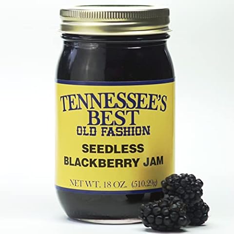 Tennessee’s Best Old Fashion Style Seedless Blackberry Jam | Handcrafted With Simple Ingredients | Small Batch Made- 18 Oz Resealable Glass Jar (Seedless Blackberry Jam) Cover