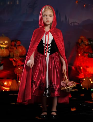 Disfraz infantil deluxe para niñas con capa y capucha roja miniatura 2