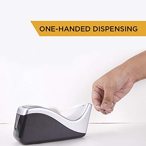 Image of 3M Scotch C60 Desktop Tape Dispenser | For tape rolls with 3 /4 inch Width on 1 inch Core | Silver and Black