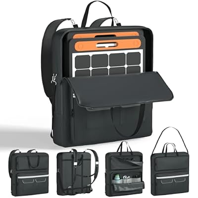 MD34 Solar Panel Storage Bag, Fits Jackery SolarSaga 100/100X/200W & Anker Solix PS100 PS200 Panels,Featuring Pull-Tab Zipper and Multiple Accessory Compartments Solar Panel Travel Storage Case
