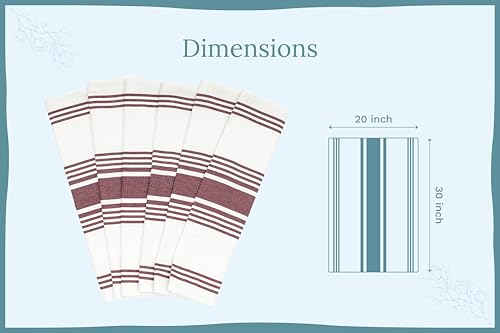 Image of Maroon Dish Towels - Highly Absorbent, 100% Cotton, 6 Pack, 30 inchx20 inch, Lint-Free, Large Size Maroon Striped Kitchen Towels with Hanging Loop - Washable and Durable Dark Red Tea Towels (6 Pack)
