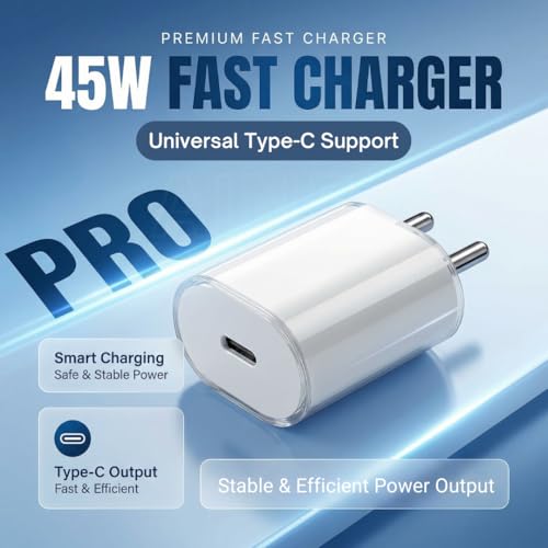 Image of AINE Power(45W)Fast Charger for Nothing Phone|PD 3.0 PPS BIS Certified Adapter|Compatible with Nothing Phone 3A /3A Pro /2 /2A /2A Plus /2A Special Edition /1 /CMF Phone 1|Original Rapid Charging,White