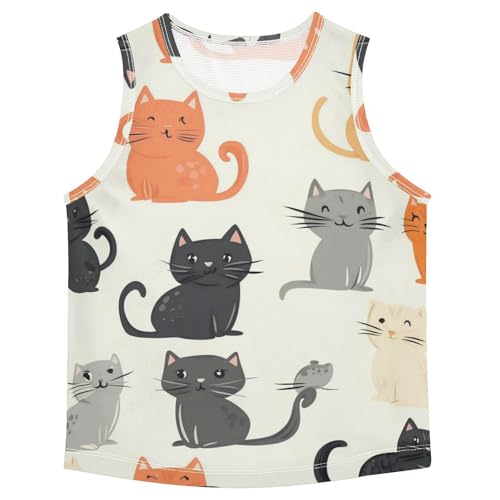 susiyo Cartoon Cats Animals Boys Sleeveless Tank Top Girls Athletic T Shirt