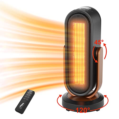 Ubooop Electric Space Heater, 1500W Fast Ceramic Heater With Thermostat, Remote Control, Oscillating, Tip-Over& Overheating #TOP18