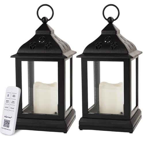 Bright Zeal 2-Pack 9.5" Vintage Decorative Candle Lantern with LED