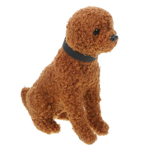 Yardwe Adornos de Perros de Peluche simulados muñecos Adorno de Perros Juguete el plastico Marrón Color Aleatorio