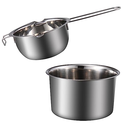 Amosfun Pentole Per Bagnomaria - Pentola Per Sciogliere Cera E Caramelle - Pentola Esterna Da 14 Cm - Liscia - Facile Da Usare