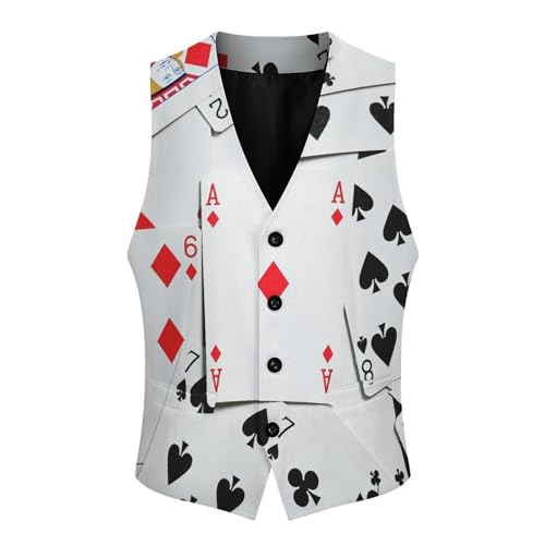 Poker Cards Suit Vest for Men Casual Business Tuxedo Slim Fit Suit Vests Lightweight Waistcoat3